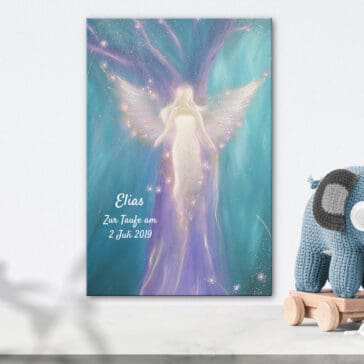 Engel Druck zur Taufe für Jungen -  zum Personalisieren in 20x30cm