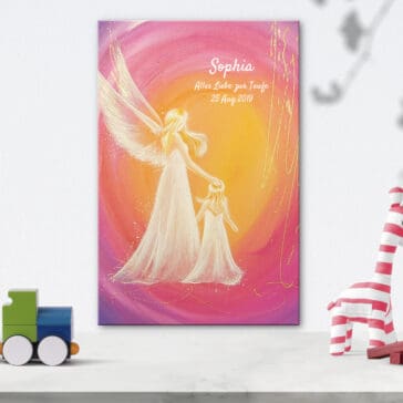 Engel Druck zur Taufe für Mädchen -  zum Personalisieren in 20x30cm