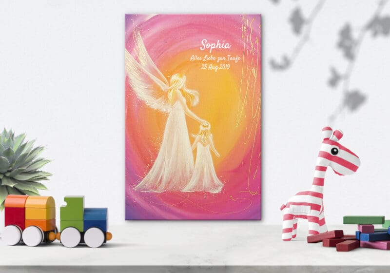 Engel Druck zur Taufe für Mädchen -  zum Personalisieren in 20x30cm