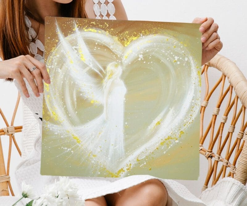 Schutzengel Engelbild auf Leinwand "Weg ins Herz" Wandbild mit Liebe, Herz und Schutz – Bild 7