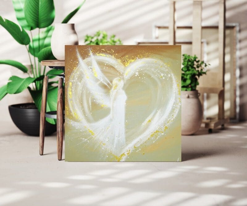 Schutzengel Engelbild auf Leinwand "Weg ins Herz" Wandbild mit Liebe, Herz und Schutz – Bild 8