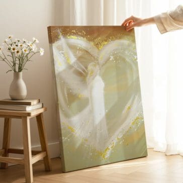 Schutzengel Engelbild auf Leinwand "Weg ins Herz" Wandbild mit Liebe, Herz und Schutz