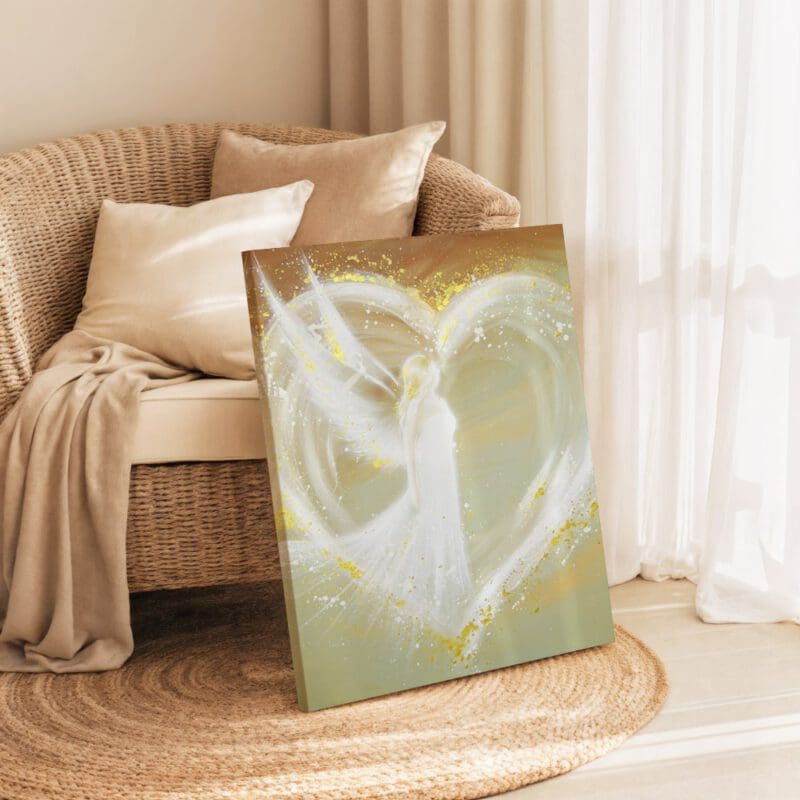 Schutzengel Engelbild auf Leinwand "Weg ins Herz" Wandbild mit Liebe, Herz und Schutz – Bild 4