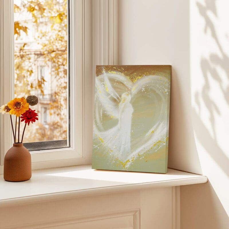 Schutzengel Engelbild auf Leinwand "Weg ins Herz" Wandbild mit Liebe, Herz und Schutz – Bild 9
