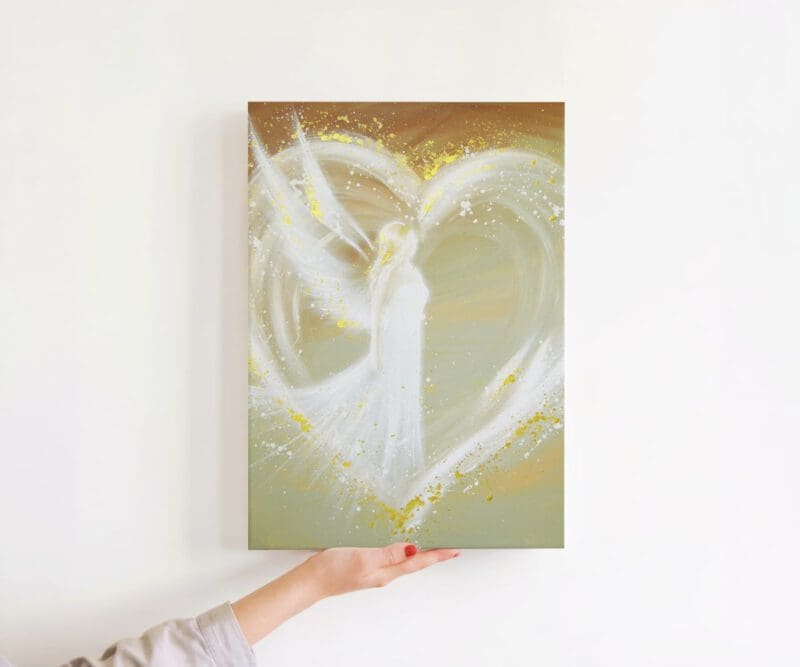 Schutzengel Engelbild auf Leinwand "Weg ins Herz" Wandbild mit Liebe, Herz und Schutz – Bild 10