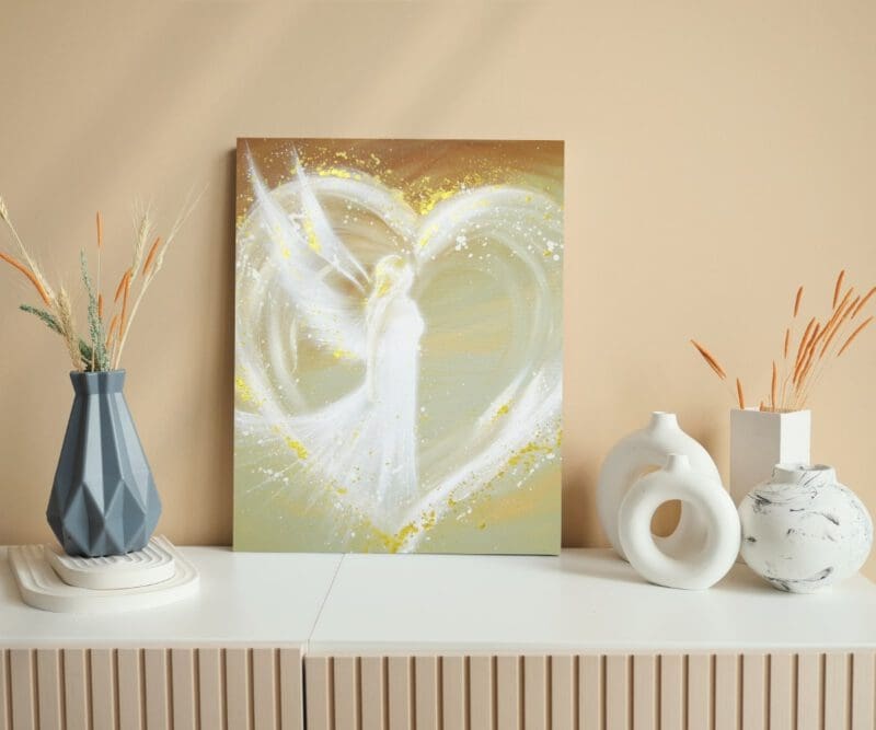 Schutzengel Engelbild auf Leinwand "Weg ins Herz" Wandbild mit Liebe, Herz und Schutz – Bild 11