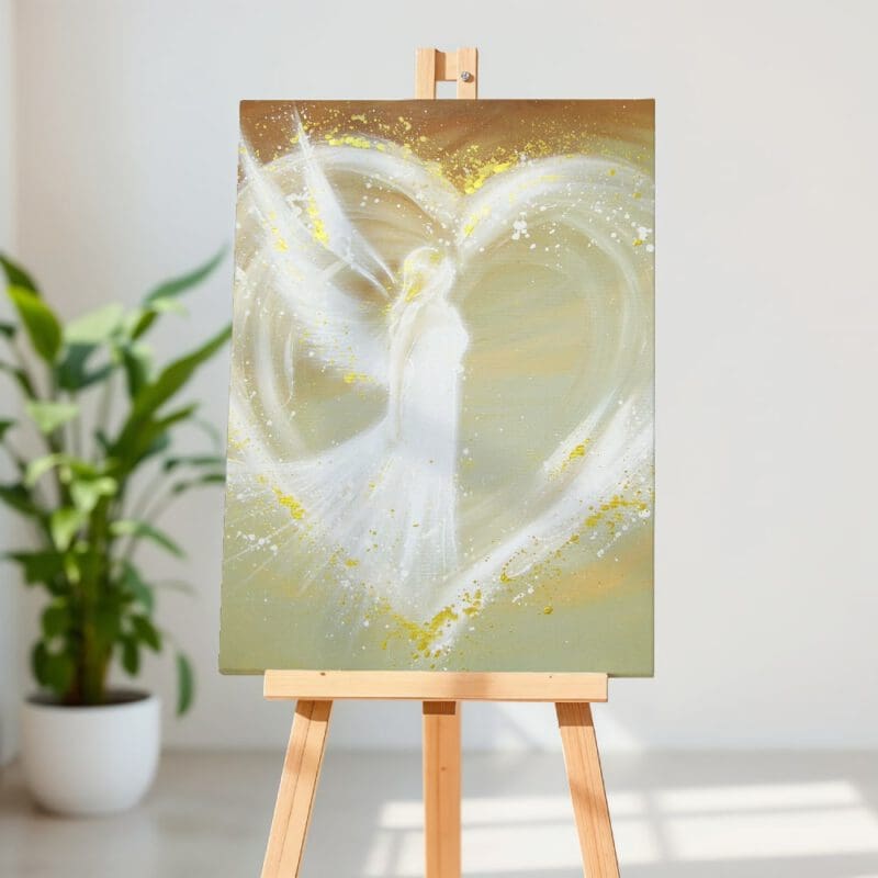 Schutzengel Engelbild auf Leinwand "Weg ins Herz" Wandbild mit Liebe, Herz und Schutz – Bild 13