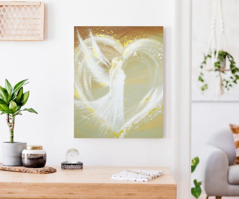 Schutzengel Engelbild auf Leinwand "Weg ins Herz" Wandbild mit Liebe, Herz und Schutz – Bild 5