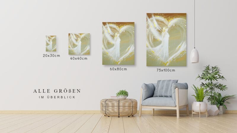 Engel Leinwanddruck voller Liebe und Schutz "Weg ins Herz" Schutzengel Wandbild mit Herz – Bild 7