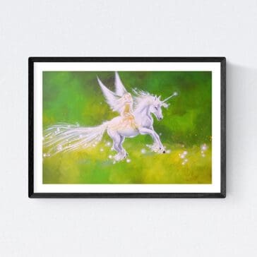 Hochglanz Engel Kunstfoto "Wegbegleiter" 20x30cm - Engelbilder Kunstdruck mit Einhorn