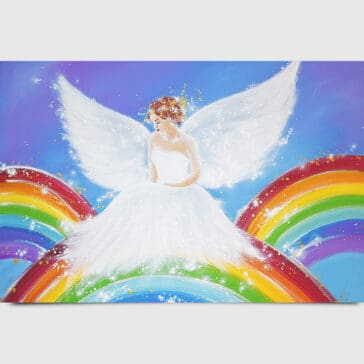 Engelbild Kunstfoto "Regenbogenlicht" Schutzengel mit Regenbogen