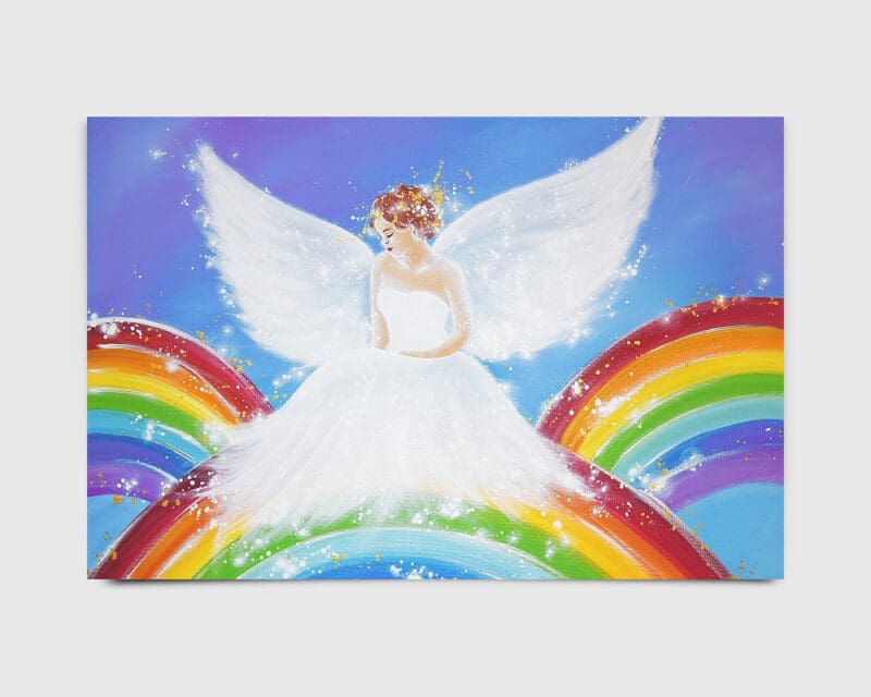 Engelbild Kunstfoto "Regenbogenlicht" Schutzengel mit Regenbogen