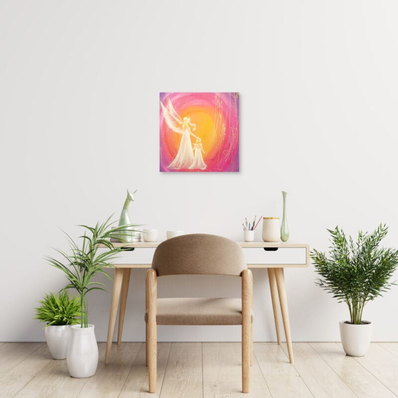 Engel Leinwandbild "Immer da" Engelbild mit Kind – Bild 3