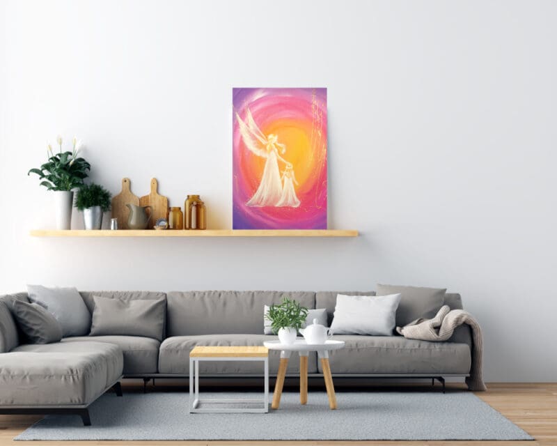 Engel Leinwandbild "Immer da" Engelbild mit Kind – Bild 6