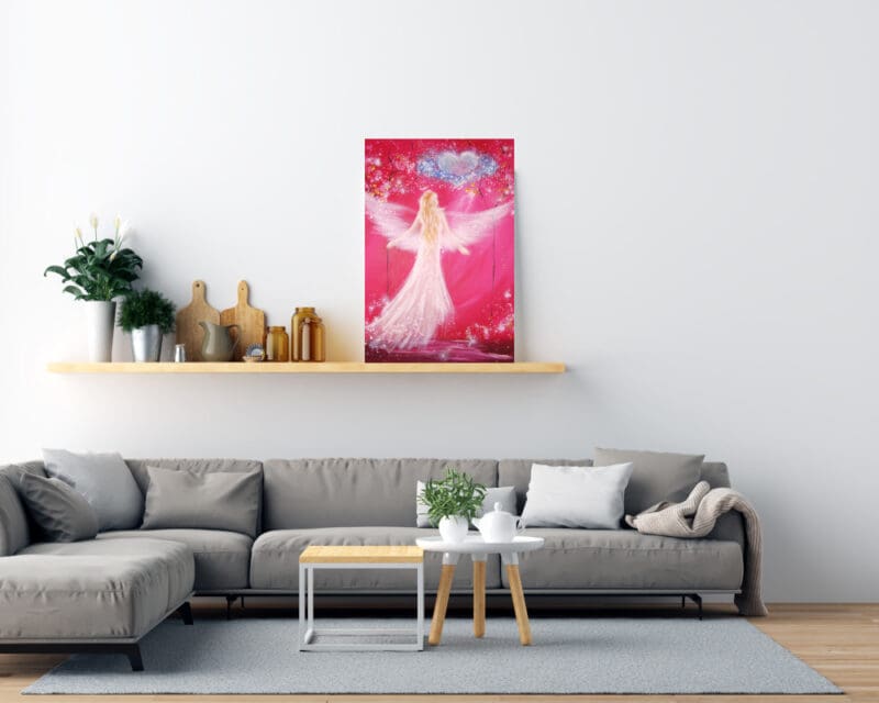 Engel Wandbild "Kosmische Liebe" Leinwanddruck mit Herz – Bild 4