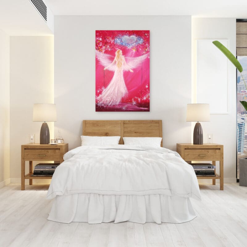 Engel Wandbild "Kosmische Liebe" Leinwanddruck mit Herz – Bild 6