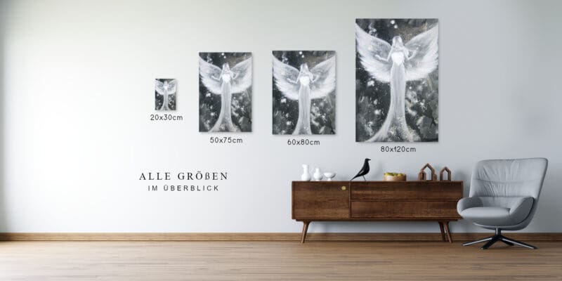 Engel Leinwandbild in Grau "Kraft der Liebe" Druck in 20x30cm – Bild 6