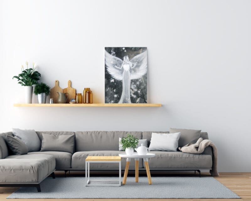 Engel Leinwandbild in Grau "Kraft der Liebe" Druck in 20x30cm – Bild 3