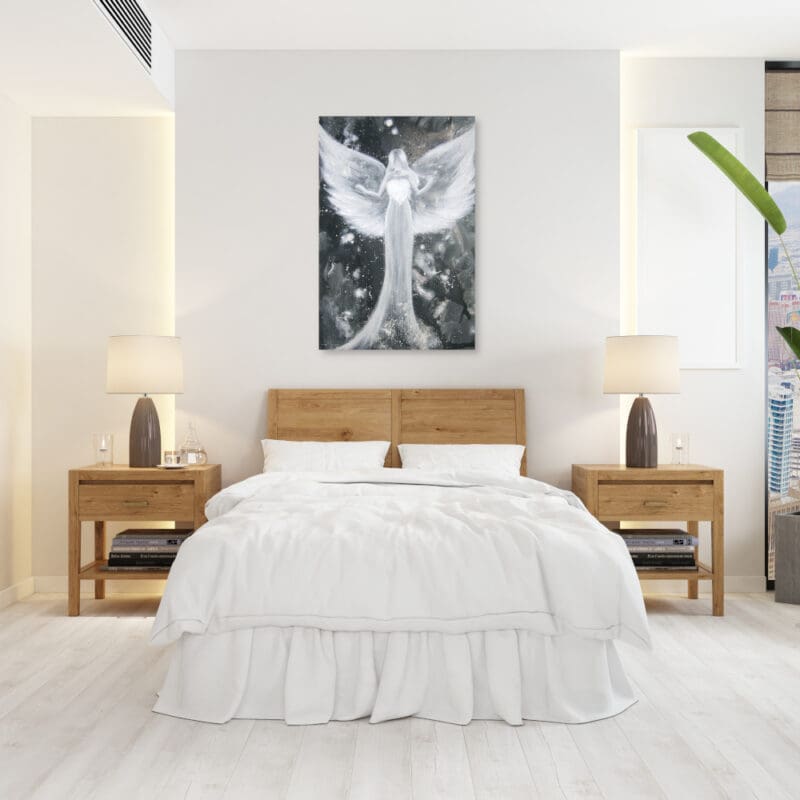 Engel Leinwandbild in Grau "Kraft der Liebe" Druck in 20x30cm – Bild 2