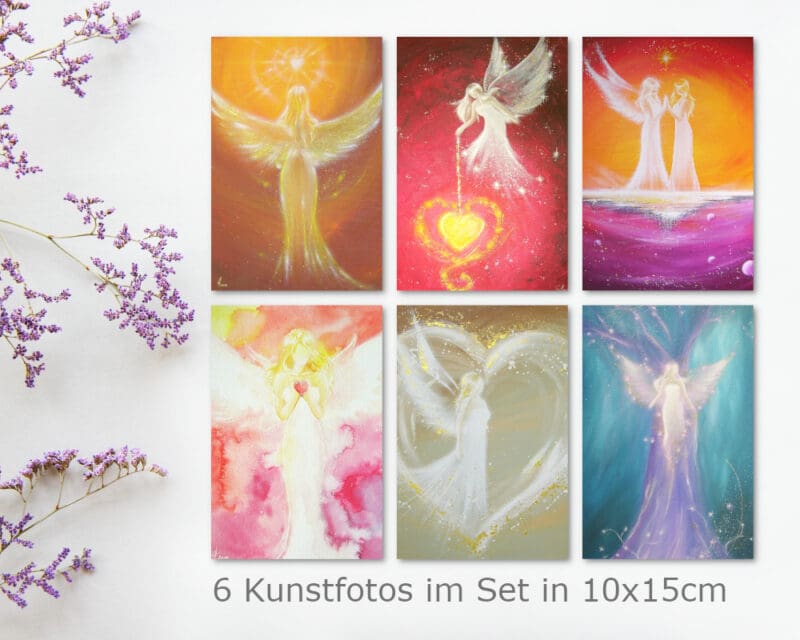 6 Engel Kunstfotos im Set - Spirituelle Wanddeko zum Rahmen - Set 1 – Bild 2