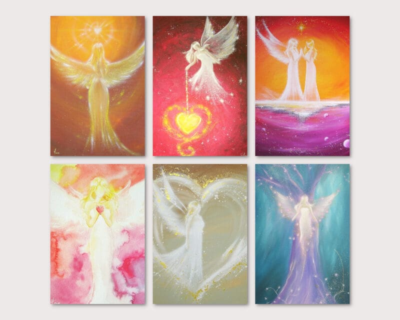 6 Engel Kunstfotos im Set - Spirituelle Wanddeko zum Rahmen - Set 1 – Bild 3