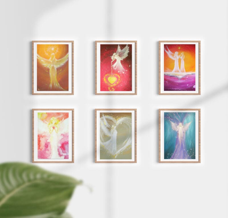 6 Engel Kunstfotos im Set - Spirituelle Wanddeko zum Rahmen - Set 1