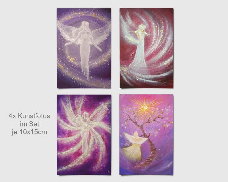 4 Engel Kunstfotos im Set - Spirituelle Engelbilder in lila Tönen - Set 3 – Bild 2