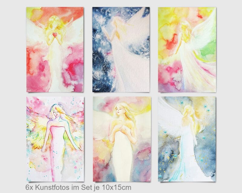 6 Engel Kunstfotos im Set - Spirituelle Engelbilder in zarten Farben - Set 5 – Bild 2