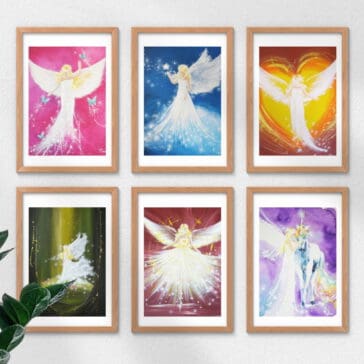 6 Engelbilder im Set - Kleine Schutzengel Bilder voller Licht