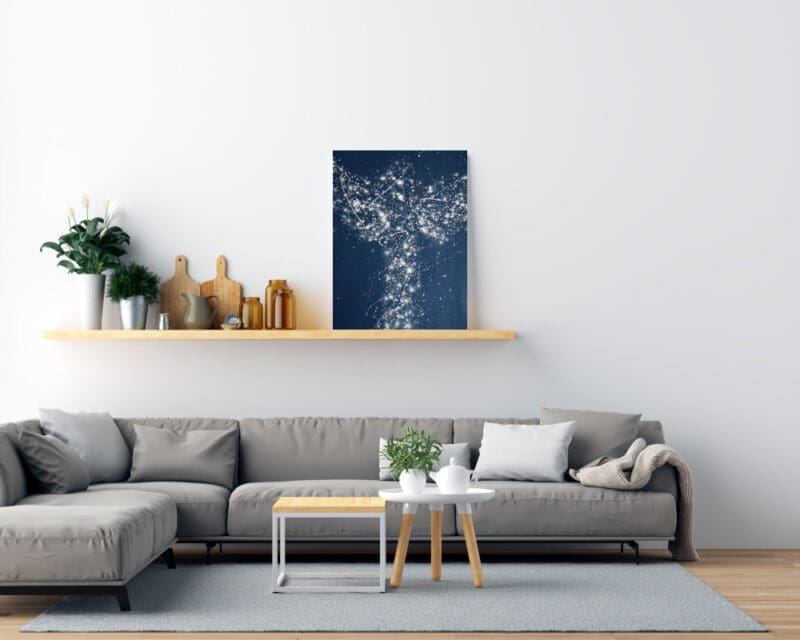 Engelbild Leinwanddruck "Sternenlicht" Wandbild in Blau mit Sternen – Bild 7