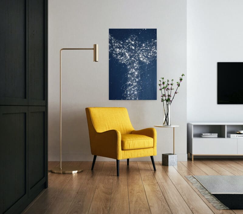 Engelbild Leinwanddruck "Sternenlicht" Wandbild in Blau mit Sternen – Bild 8