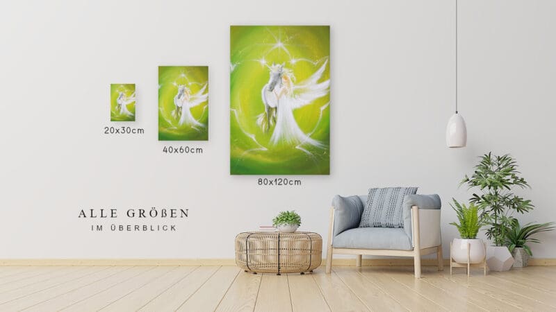 Engel Druck auf Leinwand "Tiefe Freundschaft" Engelbild mit Einhorn – Bild 5