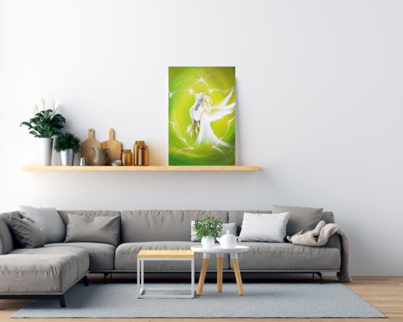Engel Druck auf Leinwand "Tiefe Freundschaft" Engelbild mit Einhorn – Bild 2