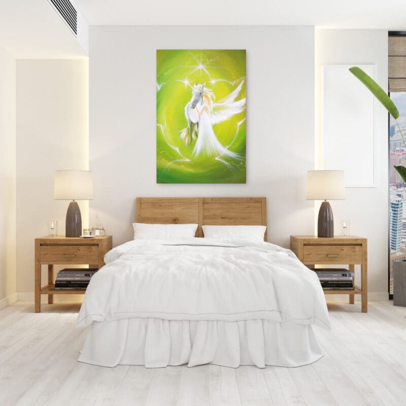 Engel Druck auf Leinwand "Tiefe Freundschaft" Engelbild mit Einhorn – Bild 6