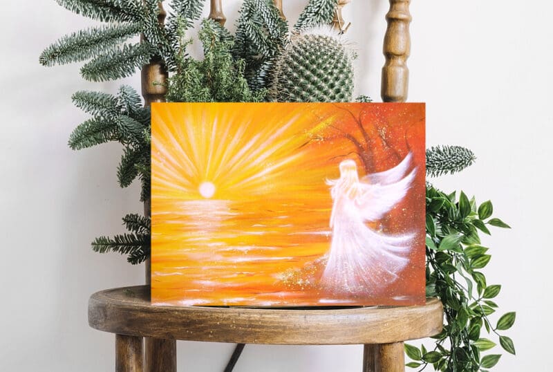 Engelbild "Vom Licht berührt" Leinwanddruck mit Sonnenuntergang – Bild 6