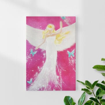 Engel Leinwanddruck "Ich bin Dein Licht" Wandbild mit Schmetterlingen