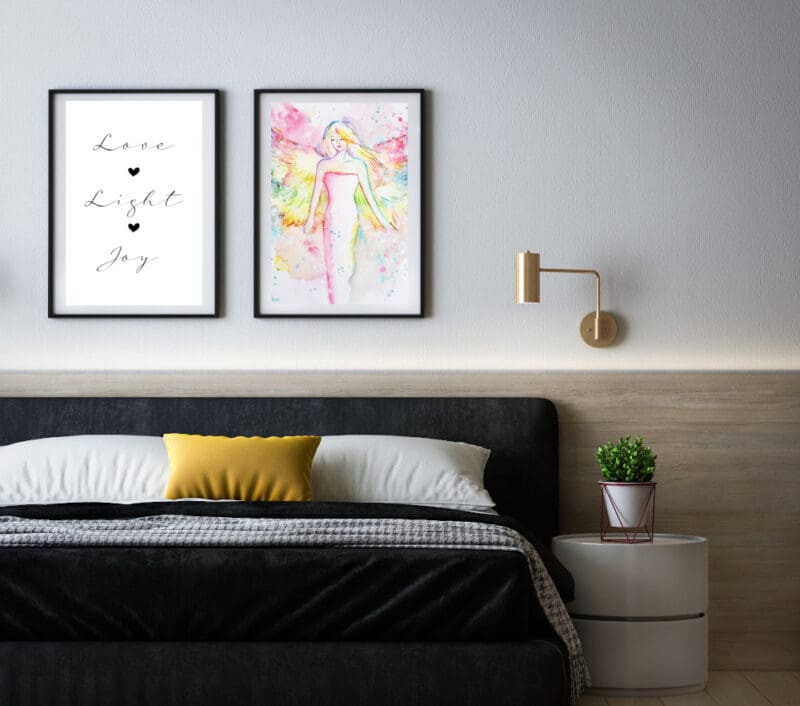 3-teiliges Engel Poster Set, Love, Light, Joy- Deko Engelbild als Wandposter mit Spruch – Bild 2