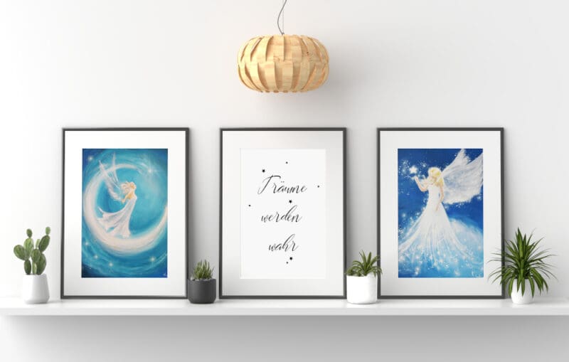 Moderne Engel Poster im Set - Träume werden wahr - Wandbilder für Wohnzimmer - Deko Bilder - Set 6 – Bild 2