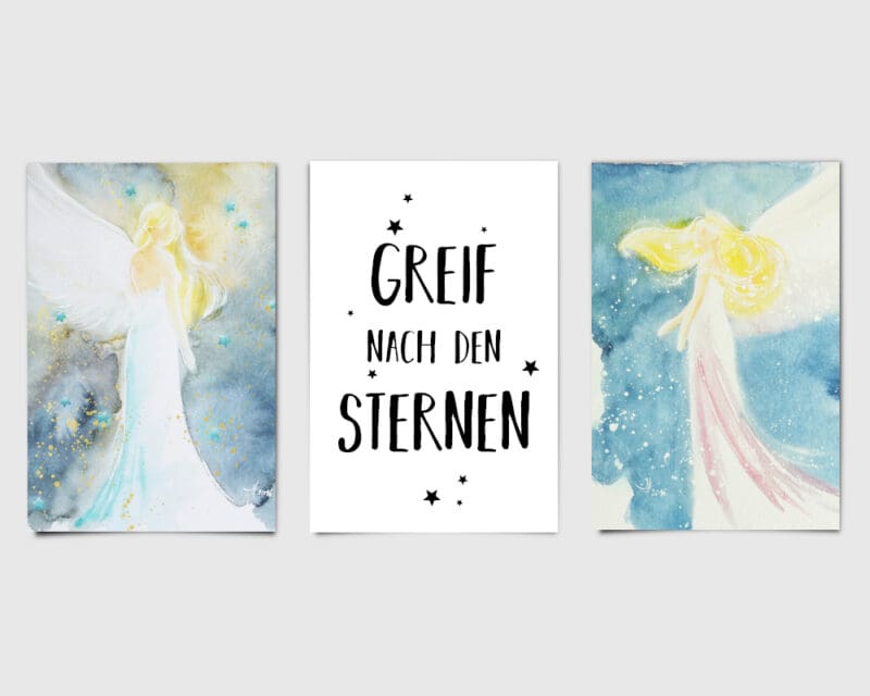 Engel Geschenk Poster im Set - Greif nach den Sternen