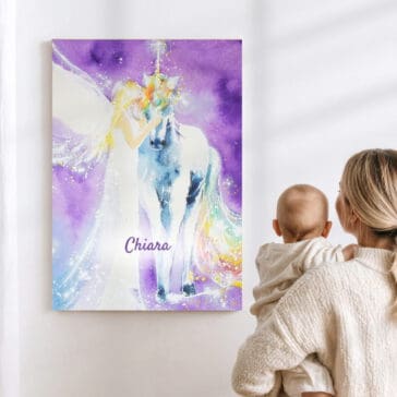 Engelbild mit Einhorn "Vereinte Magie" Personalisierbares Bild voller Wunder