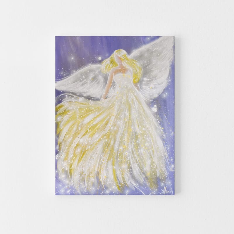 Original Engelbild " Mit Licht erfüllt" - Handgemaltes Engel Bild in Acryl