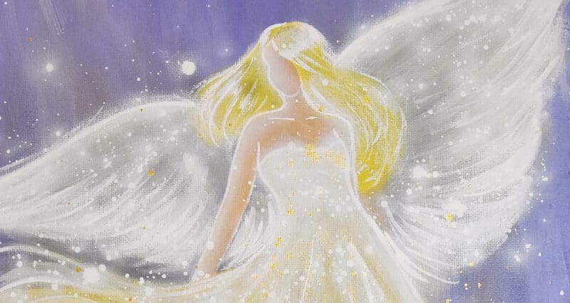 Original Engelbild " Mit Licht erfüllt" - Handgemaltes Engel Bild in Acryl – Bild 2