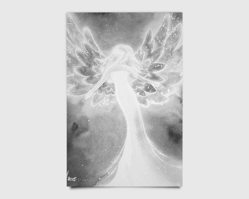 Engelbild Kunstfoto "Das Licht in Dir" Schutzengel in Grautönen
