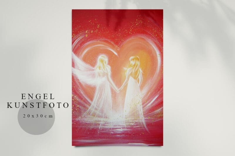 Engelbild Kunstfoto "Ein Weg voller Liebe" Schutzengelbild in Rot mit Herz – Bild 2