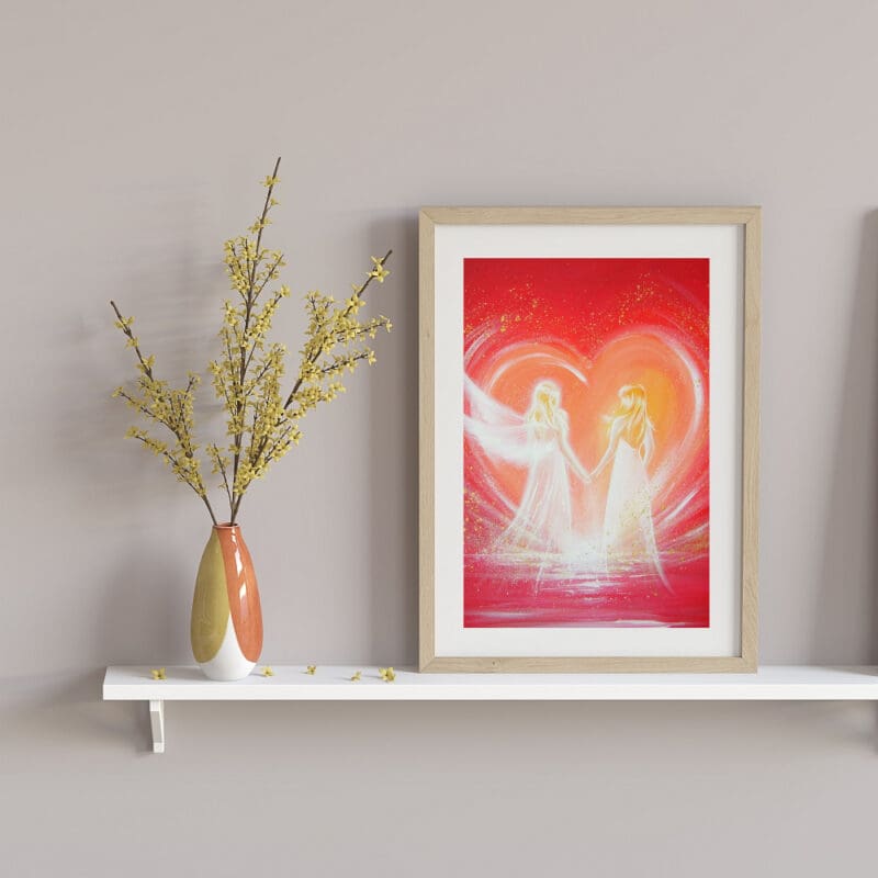 Engelbild Kunstfoto "Ein Weg voller Liebe" Schutzengelbild in Rot mit Herz – Bild 4