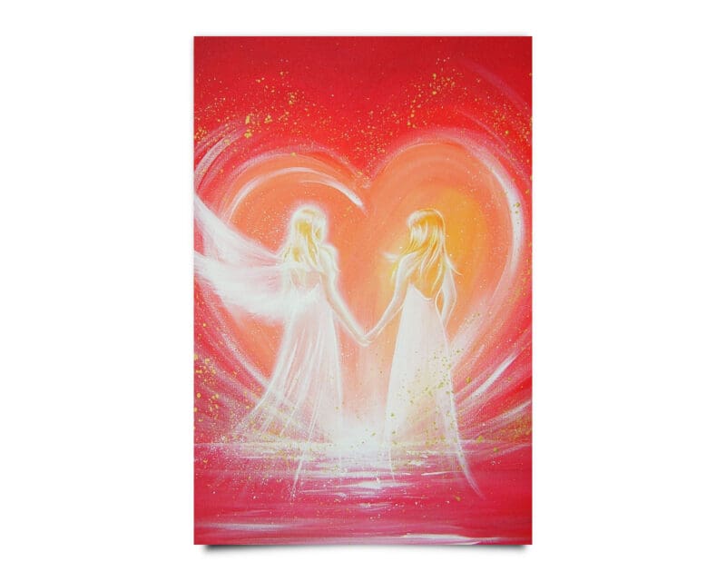 Engelbild Kunstfoto "Ein Weg voller Liebe" Schutzengelbild in Rot mit Herz – Bild 3
