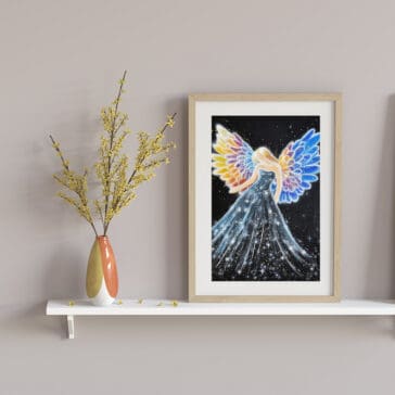 Engelbild Kunstfoto "Im Schutz der Sterne" Schutzengel Bild in 20x30cm