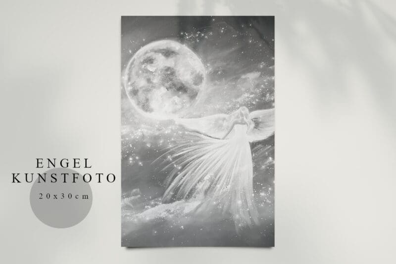 Engelbild Kunstfoto "Lichterglanz" Schutzengelbild mit Mond – Bild 2
