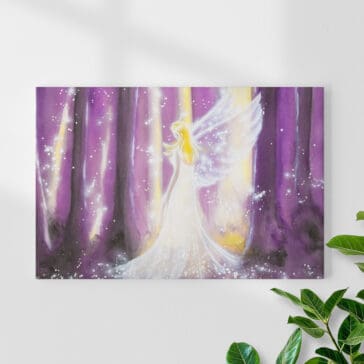 Engelbild "Geheimes Licht" Schutzengelbild in lila Tönen