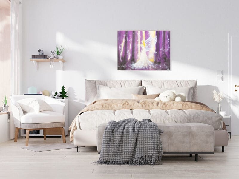 Engelbild "Geheimes Licht" Schutzengelbild in lila Tönen – Bild 5